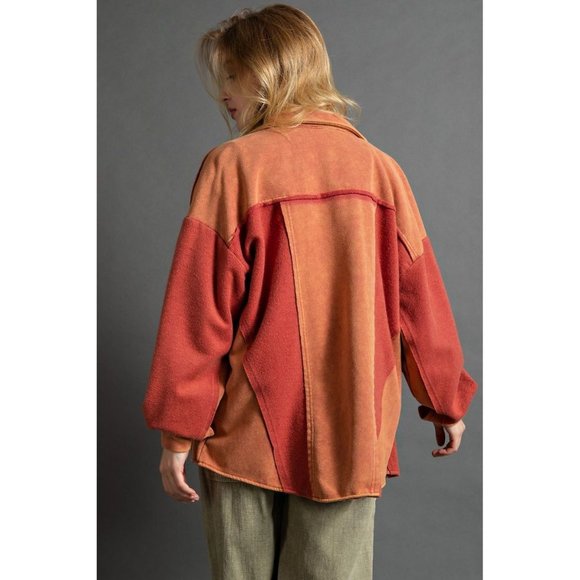 easel Jackets & Coats Easel Faded Crimson Mineral Washed Inside Out